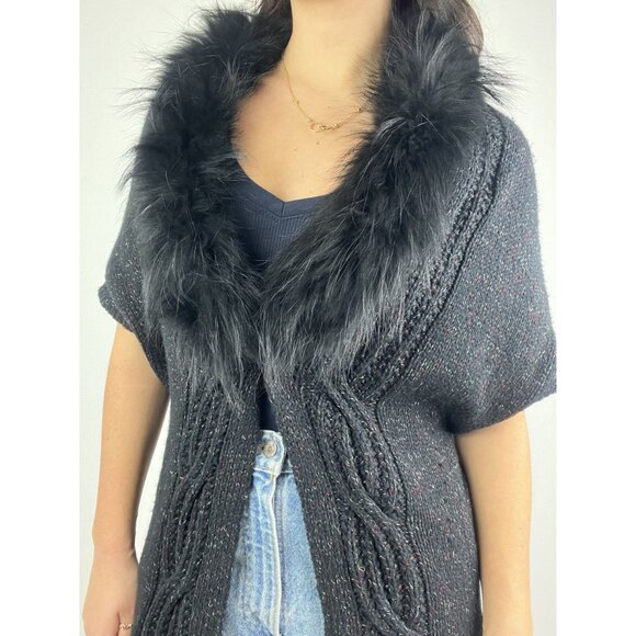 Olsen Europe Fur Trim Cardigan Sweater - Picture 16 of 16